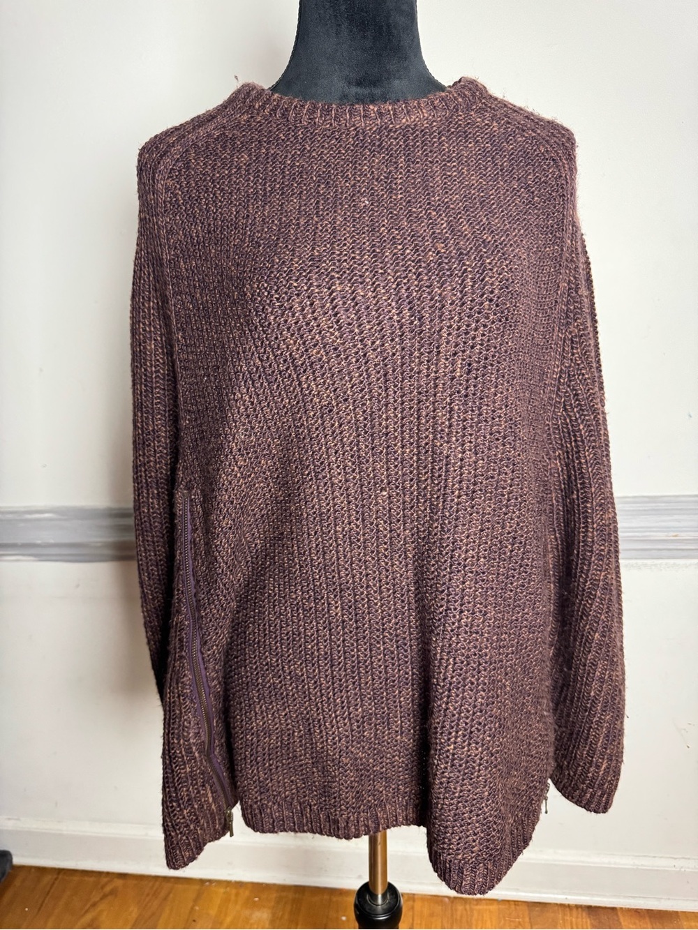 The Limited Plum-Brown Crewneck Sweater